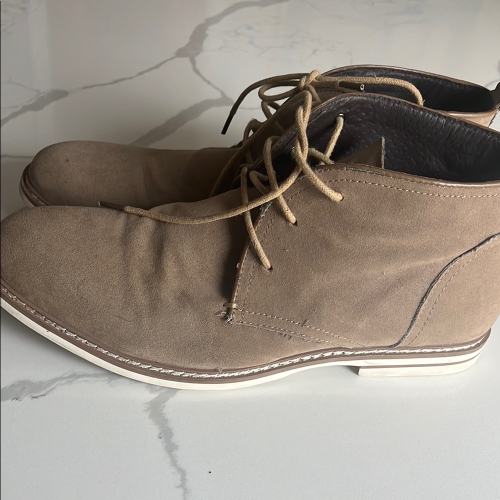 Tan Chukka Boots with Suede Upper and Rounded Toe